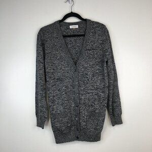Calvin Klein Gray Heathered  Lightweight Cardigan Front Pockets Size M